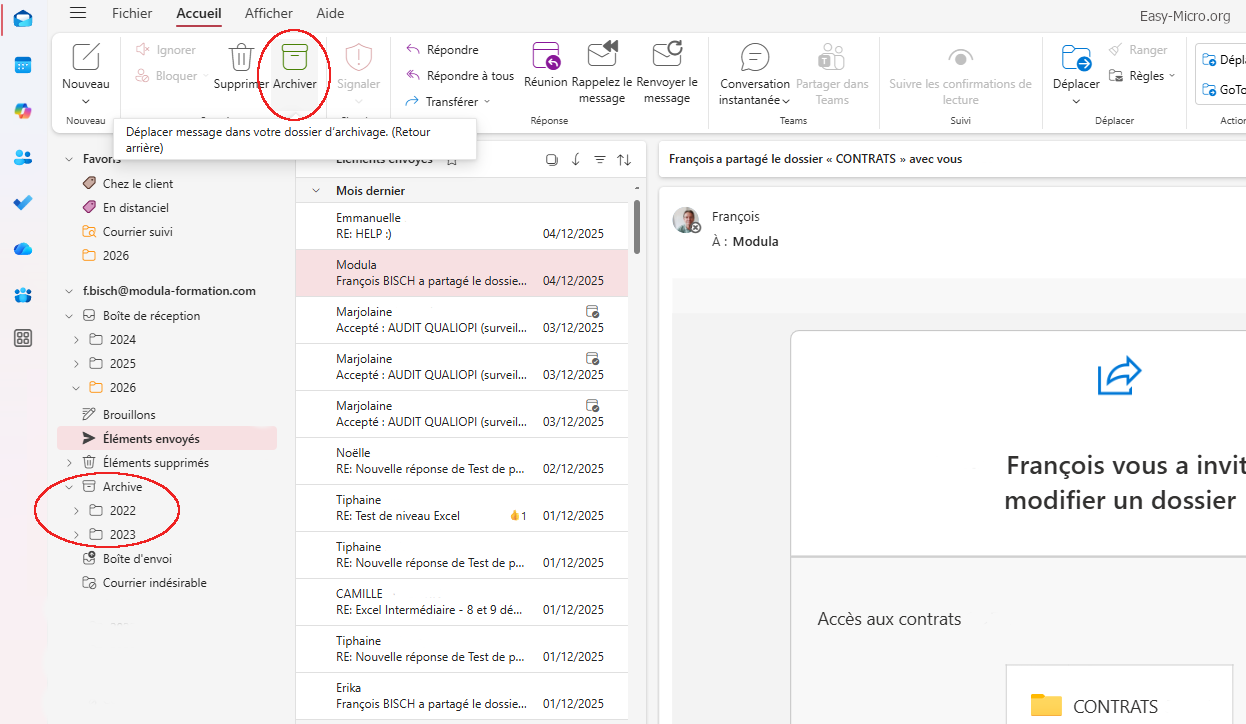 Archivage Outlook